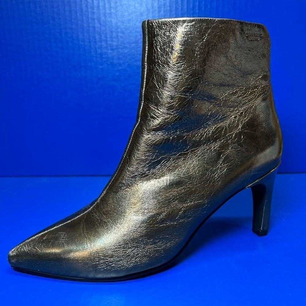 Vagabond Whitney Bronze Metallic Leather Point Toe Ankle Boots US8/EU39
